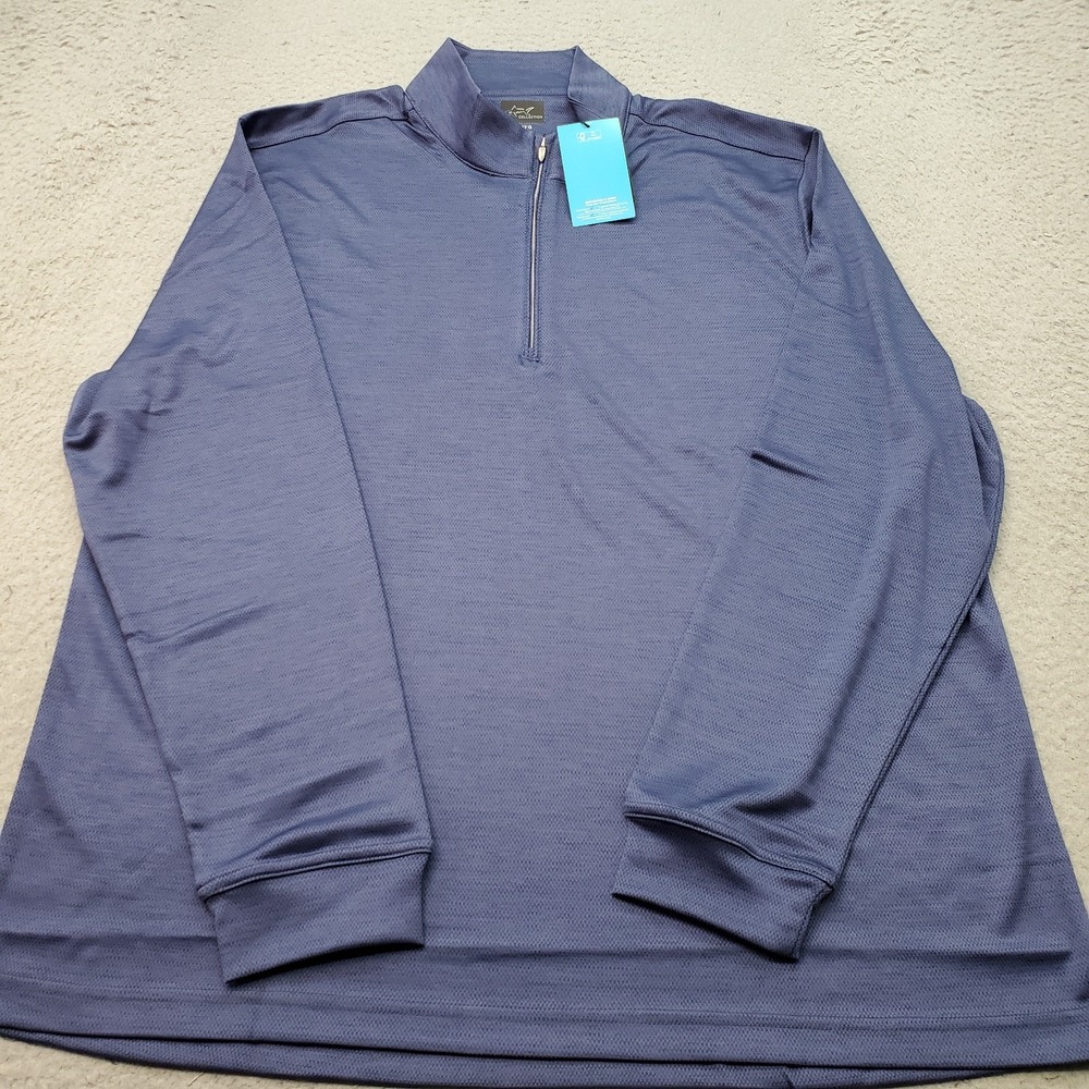 Greg Norman Golf 1/4 Zip Pullover Mens XL Blue Performance Stretch Play-Dry Logo